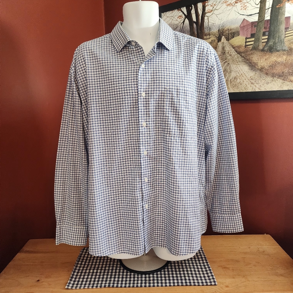 Dockers Long Sleeve Button-down Shirt Fitted Stretch Collor Size XL 34/35